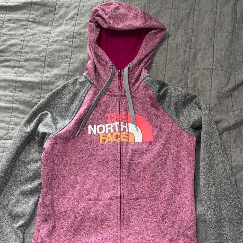 The North Face Pink and Gray Full-Zip Hoodie